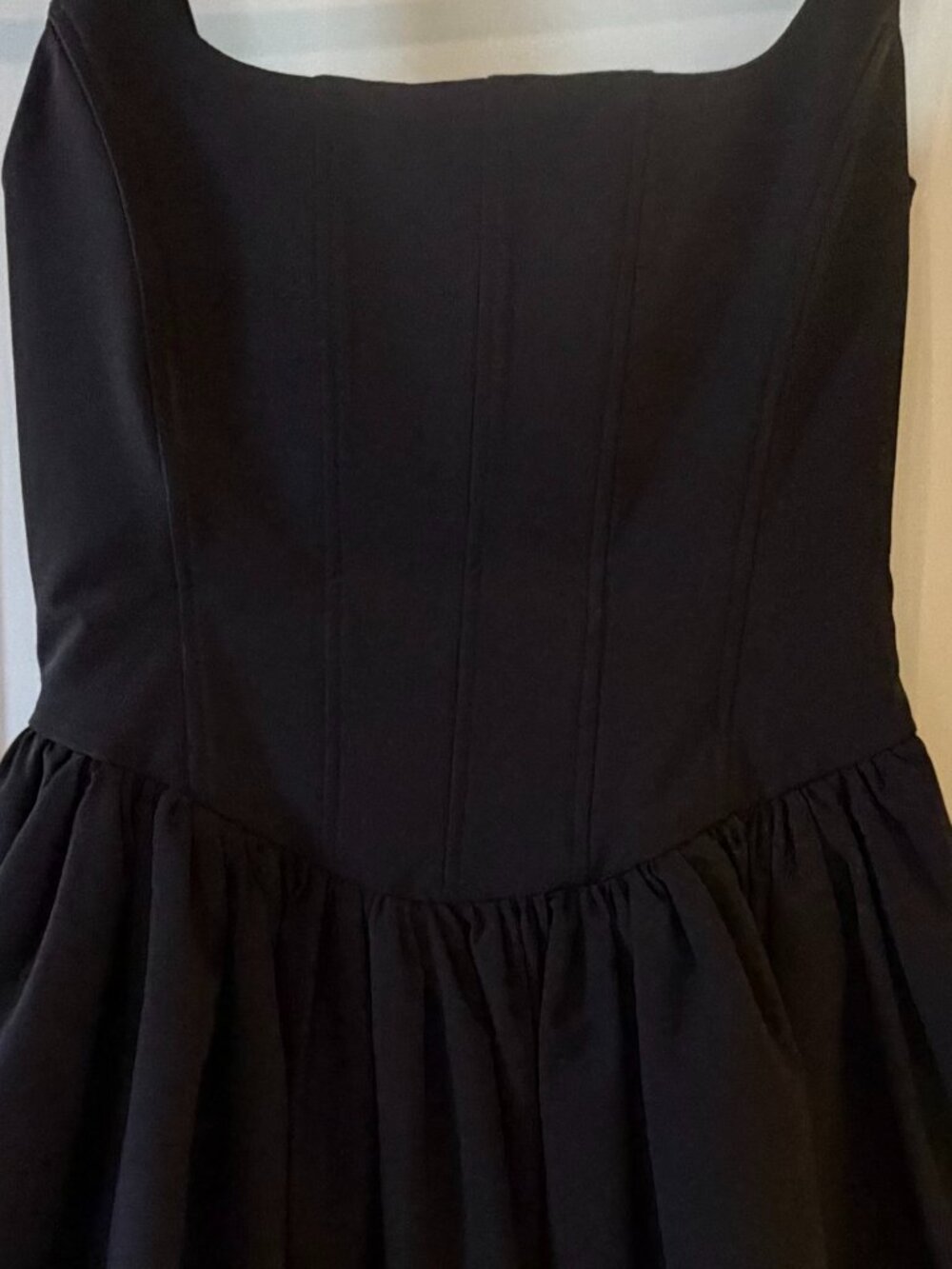Black Corset Mini Dress - Structured Fit and Flare - Picture 3 of 4